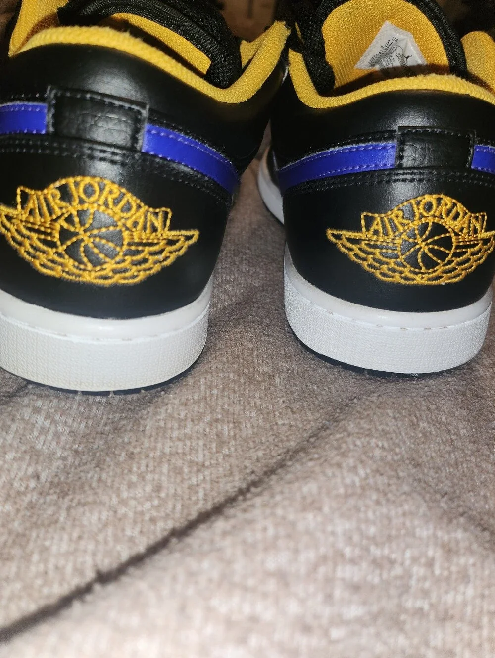 Nike Air Jordan Low Top Sneakers in Black, Purple & Yellow Size 11.5 No Insole